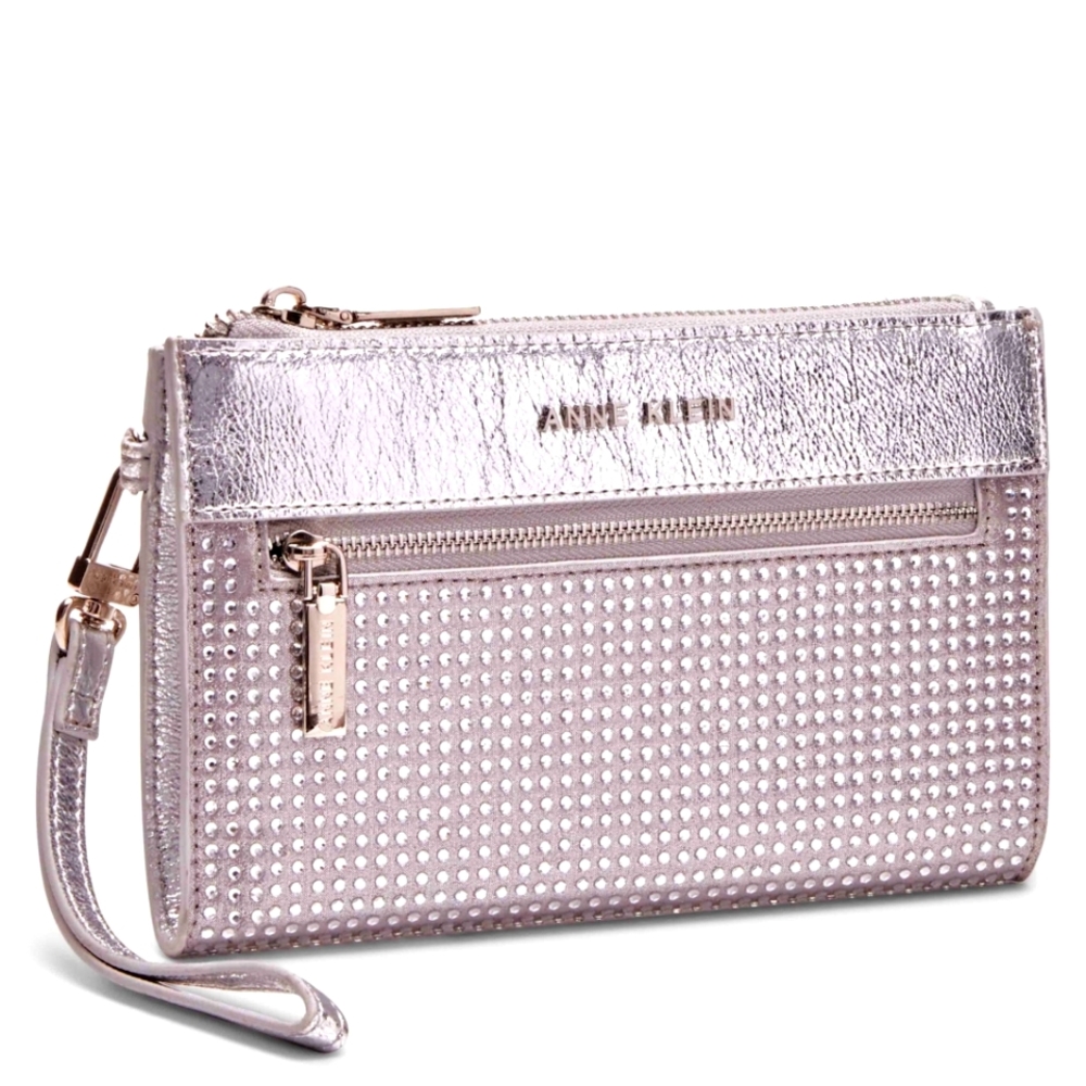 ANNE KLEIN Rhinestone Zip Clutch never used